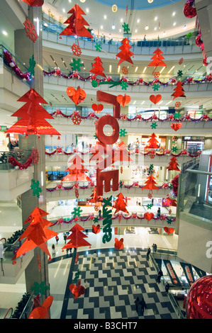 China, Shanghai. Christmas decorations in a modern department store. Stock Photo