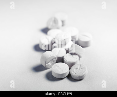 Ecstacy tablets, close up showing the different designs Stock Photo