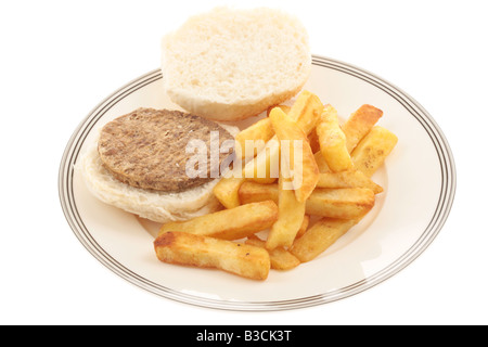 Vegetarian Quorn Burger and Chips Stock Photo