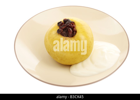 Cooked Bramley Apple with Raisins Stock Photo