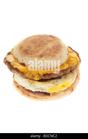 Sausage and Egg Muffin Breakfast Bun Stock Photo