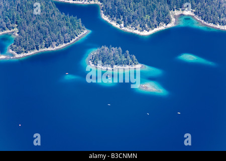 Germany, Bavaria, View of Eib Lake from the Zugspitze Stock Photo