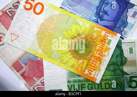 Banknotes of Holland Netherlands The guilder Dutch gulden Stock Photo