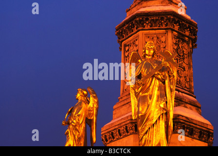 Golden Angels outside Zagreb Cathedral, Croatia. Stock Photo