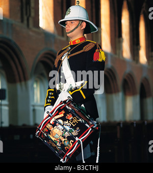 A drummer of Royal Marine military band in London, England, UK Stock Photo