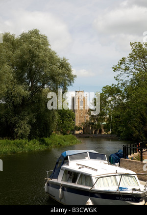 St James church on the river Great Ouse at Hemingford Grey near Huntingdon Cambridgeshire Stock Photo