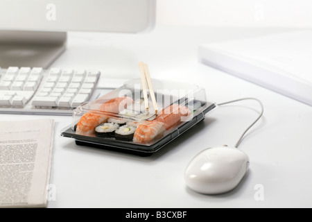 Sushi lunch at work place Stock Photo