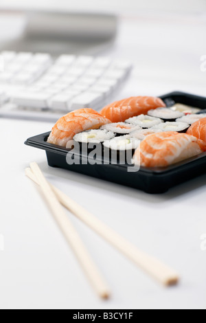 Sushi lunch at work place Stock Photo