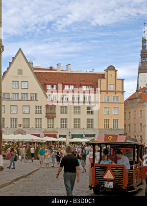 the Town Hall Square in the old town of Tallinn Estonia Stock Photo