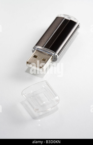 USB flash drive on white background, close-up Stock Photo