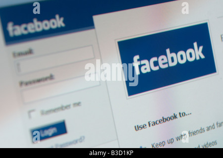 The website of Facebook is displayed on a computer monitor Stock Photo