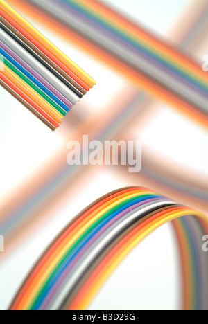 Multi-coloured computer ribbon cables Stock Photo - Alamy