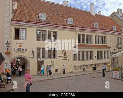 Raeaptek, oldest apothecary of Tallinn on the Town Hall Square in the old town of Tallinn, Estonia Stock Photo