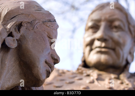 'Hunkayapi' or '''Tying on the Eagle Plume' statue at Rapid City, South Dakota, USA Stock Photo