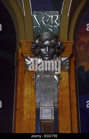 Mascaron by Alfons Mucha in the Mayor Hall of the Municipal House in Prague, Czech Republic Stock Photo