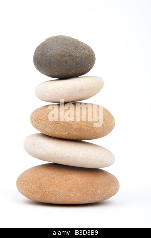 Pile of pebbles on white background Stock Photo