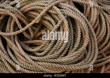 Heap of ropes used for fishing Stock Photo