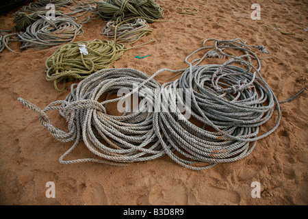 Heap of ropes used for fishing Stock Photo