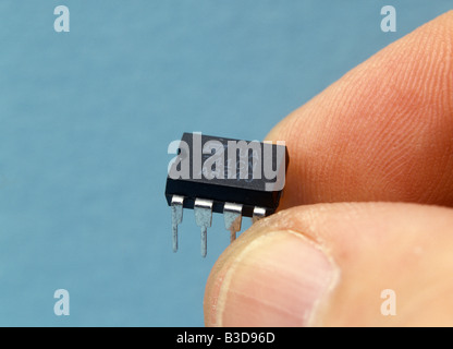An integrated circuit op amp or operational amplifier 741