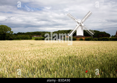 Working windmill, guest house tea room and visitor attraction in the village of Stanton Suffolk Stock Photo
