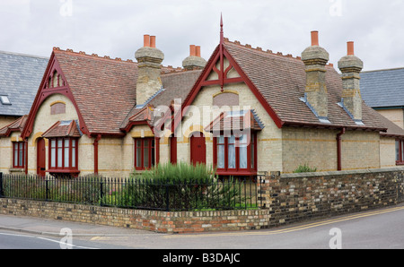 The Pigrim's Rest Almshouses on the corner of Crown Walk, St.Ives. Stock Photo