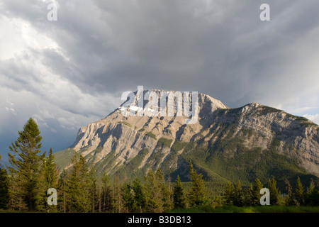 View of Mount Rundle in Banff National Park Stock Photo