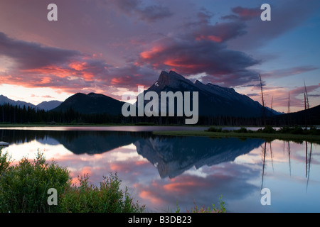 Mount Rundle and the Vermillion Lakes in Banff National Park Stock Photo