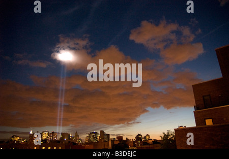 Freedom lights, 5th aniversary of Sep 11th, NYC Stock Photo