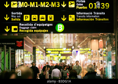 Arrivals hall in Barcelona Airport Stock Photo