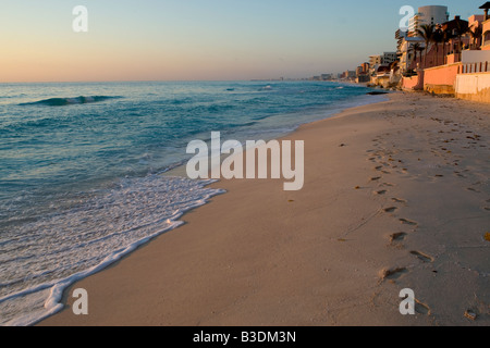 View along the beach in Cancun Mexico Stock Photo