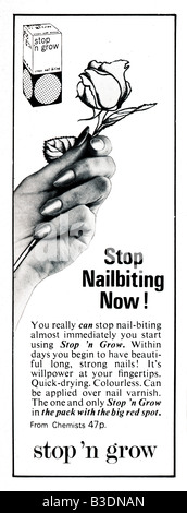1975 Young Women's Magazine Advertisement for Stop n Grow Nail Biting Stopper. FOR EDITORIAL USE ONLY Stock Photo