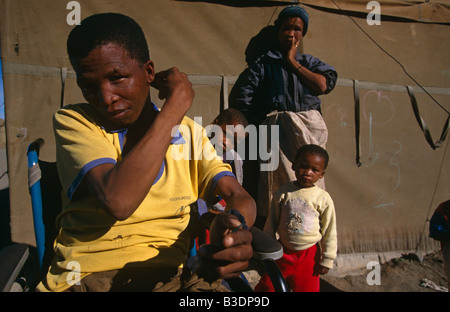 Disabled man at the Schmidtsdrift camp in Northern Cape, South Africa. Stock Photo