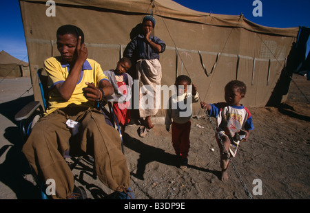 Disabled man at the Schmidtsdrift camp in Northern Cape, South Africa. Stock Photo