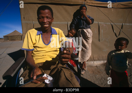 Disabled man at the Schmidtsdrift camp in Northern Cape, South Africa. Stock Photo