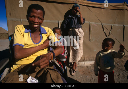 Disabled man at the Schmidtsdrift camp in Northern Cape, South Africa. Stock Photo