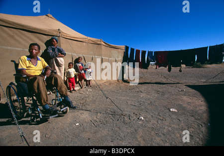 A family at the Schmidtsdrift camp in Northern Cape, South Africa. Stock Photo