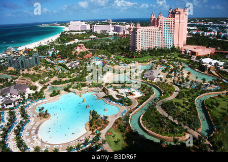 Balcony view of Atlantis from the balcony of The Cove, Bahamas. Stock Photo