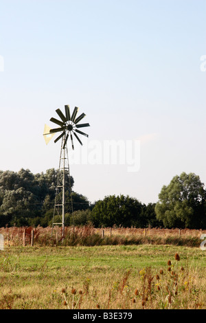 Windpump in Paxton Pits Nature Reserve, Cambridgeshire, England. Stock Photo