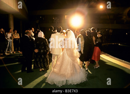 the back of a bride and groom Stock Photo