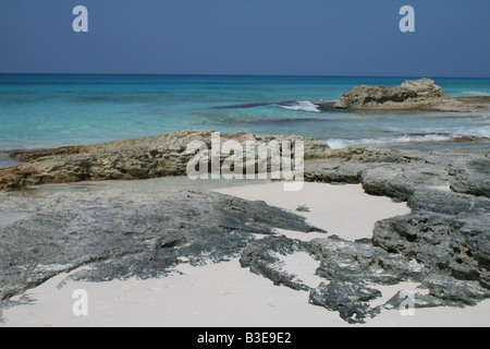 Great Abaco Barrier Reef along the beach of Great Guana Cay, Abacos, Bahamas. Stock Photo