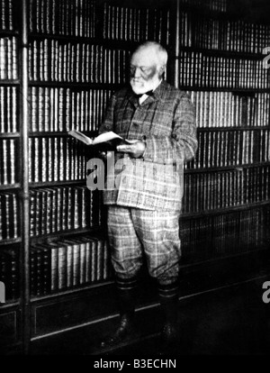Carnegie, Andrew, 25.11.1835 - 11.8.1919, American industrialist, in his library, circa 1909, , Stock Photo