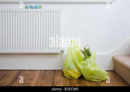 Shopping bags in house Stock Photo