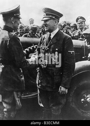 Adolf Hitler and Gerd von Rundstedt with troops in France, 1940 Stock ...