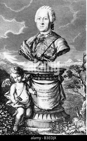 Brühl, Heinrich count von, 13.8.1700 - 28.10.1763, Saxonian politican, minister of Agust II, Saxony, cooper engraving, effigy by G. F. Schmidt, Artist's Copyright has not to be cleared Stock Photo