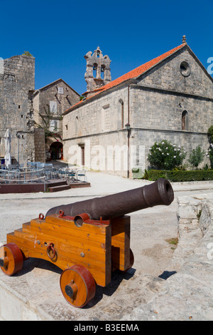 Korcula old town, replica cannon on display Stock Photo