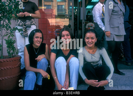 3, three, Mexicans, Mexican women, Mexican, women, young women, young adults, friends, girlfriends, Aguascalientes, Aguascalientes State, Mexico Stock Photo