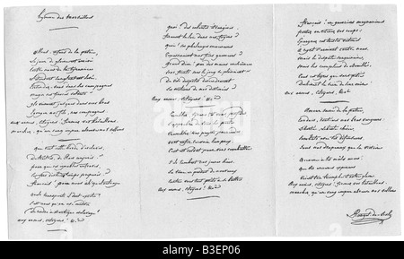 geography/travel, France, Revolution 1789 - 1799, 'Marseillaise', Marching song of the Rhine Army, composed by Jean Joseph Rouget de Lisle, April 1792, manuscript, national anthem, , Stock Photo