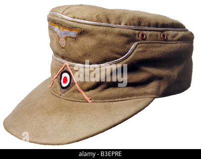 military, uniforms, Germany, caps, cap for officers of the Armoured Corps, tropical dress, 1941 - 1945, Army, Wehrmacht, Third Reich, Second World War, North Afrika, German Africa Corps, , Stock Photo