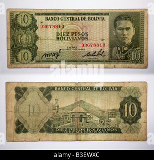 Bank notes  from Bolivia, Bolivian Pesos Stock Photo