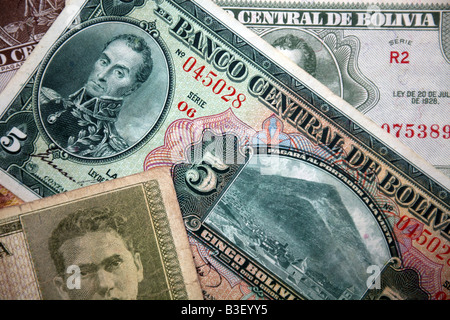 Old Bank notes from Bolivia, Bolivianos Cincuenta Stock Photo